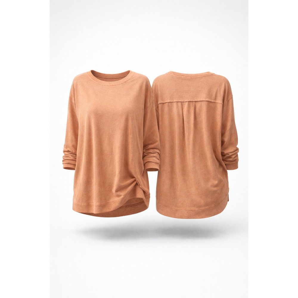 Easel Warm Peach‎ Long Sleeve Top